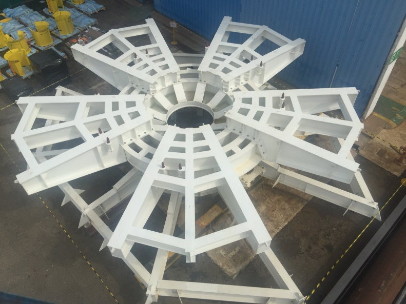 Carousel structural assembly — fabricated & painted at the Dimension yard