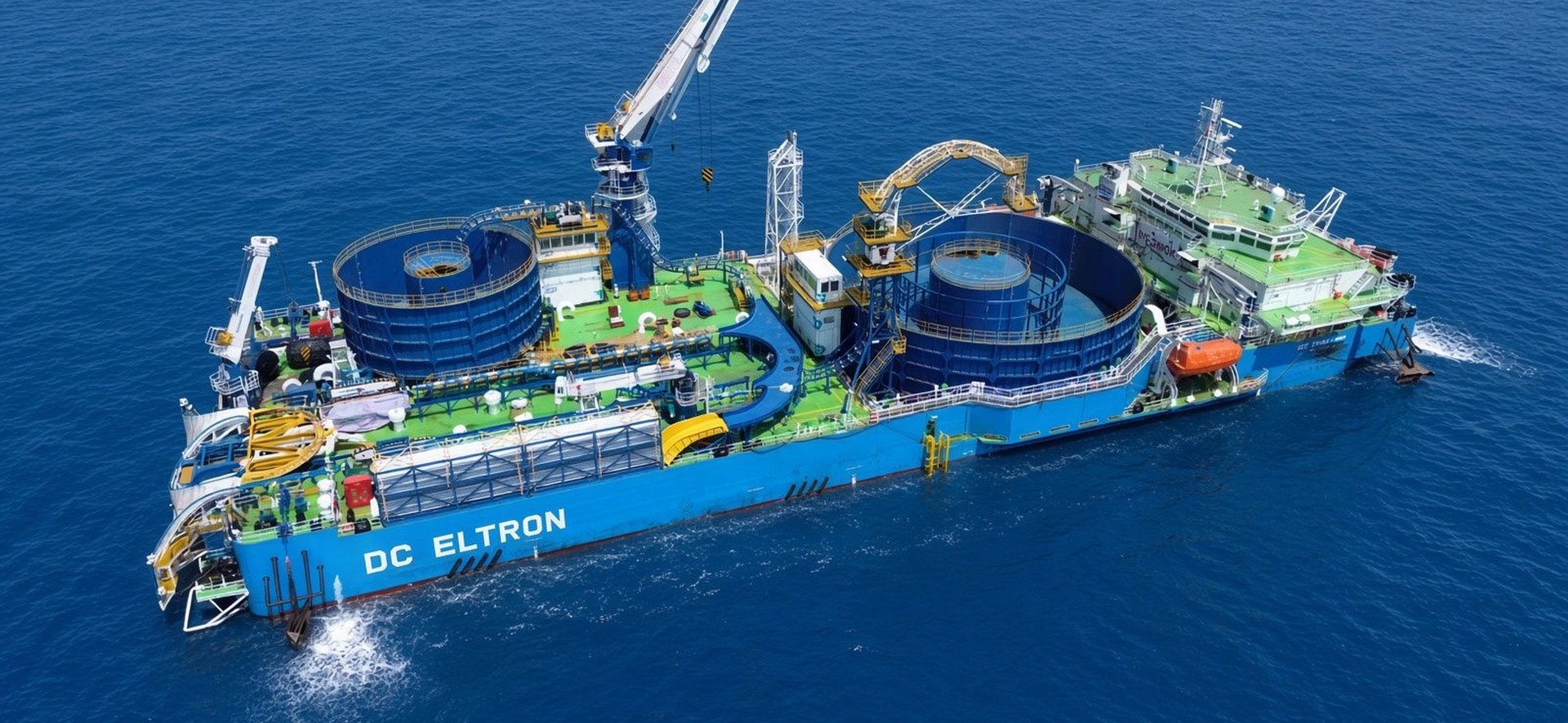 DC Eltron cable lay vessel with Dimension carousel and lay-spread package, offshore